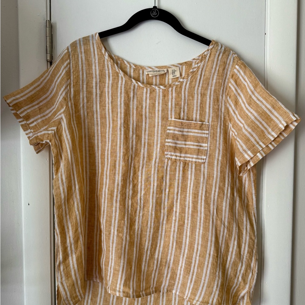 Christian Siriano 100% Linen Mustard Blouse